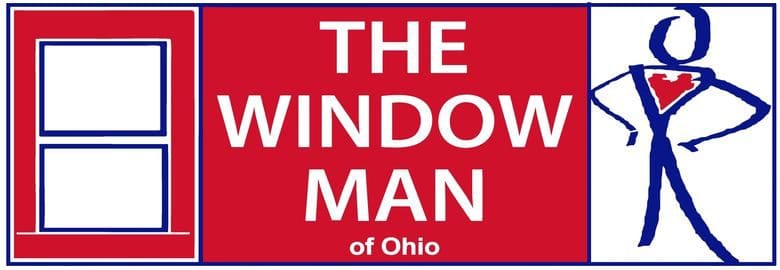 A red sign that says the window man of ohio.