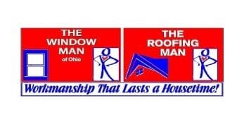 A red and blue logo for the window man of ohio.